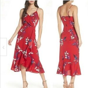 Nordstrom CHELSEA28 red floral faux wrap dress, worn once, XXL
